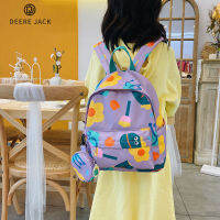 Deere Jack กระเป๋านักเรียนสำหรับเด็ก,Tas Ransel Grafiti ดอกไม้แฟชั่นสไตล์เกาหลี