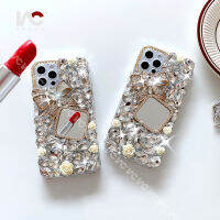 Rhinestone หรูหราสำหรับ iPhone 14ProMax 14 Plus 13ProMax 13 12 ProMax 12 11 XR X Max 8P 3D คริสตัล Glitter Diamond พร้อมกระจก