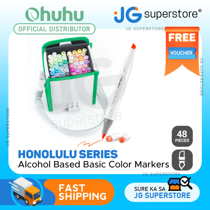 Ohuhu Brush Markers Alcohol, 48 - Chisel-Brush Dual Tip Art Set