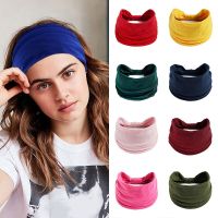 Women Yoga Wide Headband Ladies Elastic Fold Hair Band Sports Bandanas Turban Head Wrap Boho Wide Knotted Head Wraps Turbans