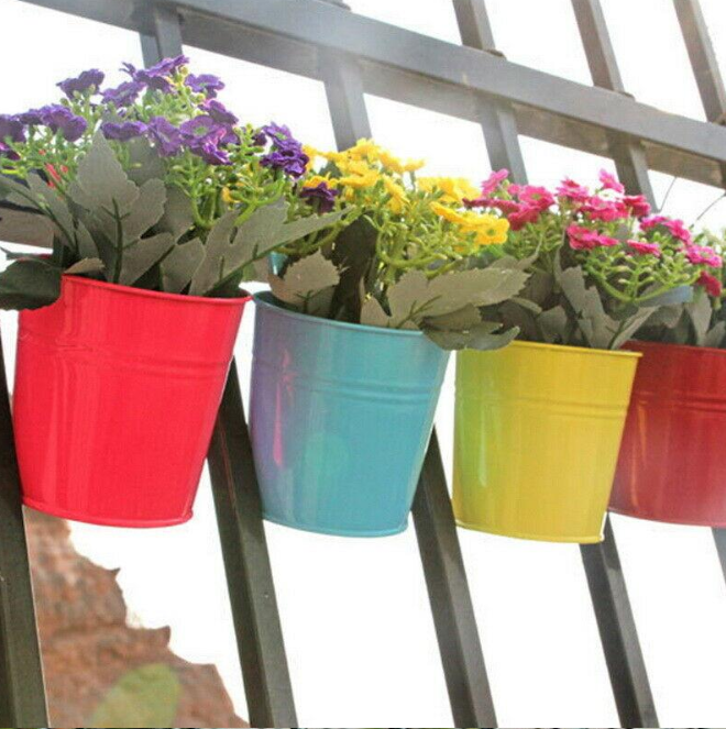 🔥 Fast delivery🔥1/3/5pcs Garden Metal Flower Pots Wall Hanging Tin