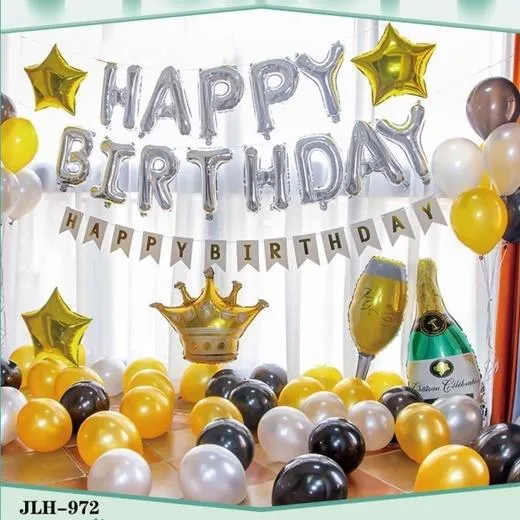 ☃ xStockx Birthday party decoration balloons New All In 1 Black oon Set ...