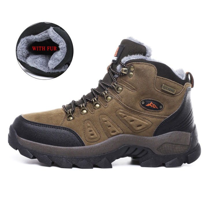 2021Outdoor Warm Climbing Boots Men Anti-slippery Sports Shoes Women Fishing Trail Ankle Boots Durable Big Size Hunt Camping Shoes