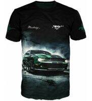 Mustang - Mens Short Sleeve T-Shirt, High Quality Casual Oversized , Harajuku, 3D Digital Printing, Fashionable Sportswear