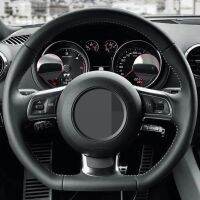 Car Steering Wheel Cover DIY Non-slip Black Suede For Audi TT TTS (8J) 2006-2014 A3 S3 (8P) Sportback 2008-2012 R8 (42) Steering Wheels Accessories