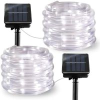 Solar Rope Lights 51020M White Solar Led Tube Fairy Lights Waterproof For Outdoor Garden Tub Street Decor 8 Modes String Lamps