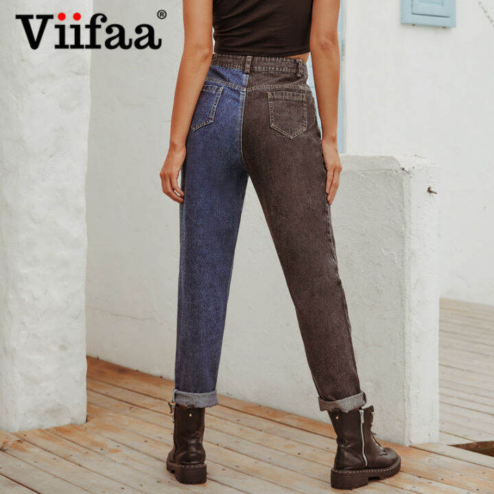 2021viifaa-black-and-blue-two-tone-high-waist-denim-jeans-for-women-2021-zipper-fly-casual-ladies-straight-jeans