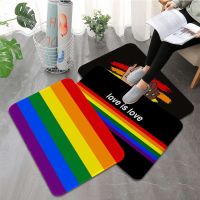 Rainbow Love Printed Flannel Floor Mat Bathroom Decor Carpet Non-Slip For Living Room Kitchen Welcome Doormat