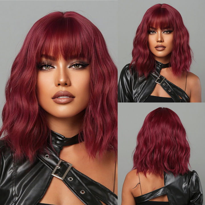 alan-eaton-red-natural-wave-wigs-with-bangs-วิกผมสังเคราะห์ความยาวปานกลางสำหรับผู้หญิงผมทนความร้อนคุณภาพสูง-party-cosplay