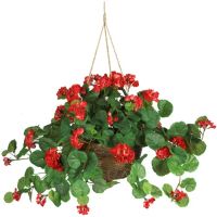 BOUSSAC 24 Geranium Hanging Basket Artificial Plant Green Decorative Home Decoration Accessories Artificial Flowers