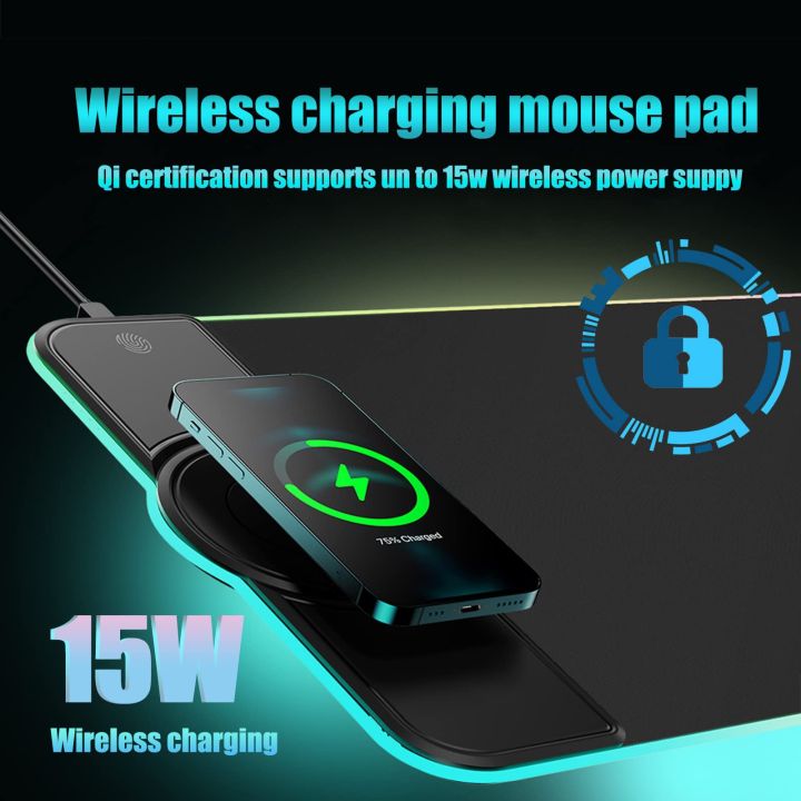 rgb-gaming-mouse-pad-15w-fast-wireless-charging-for-home-office-with-foldable-phone-stand-design-soft-and-anti-slip-mouse-mat