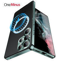 ฝาครอบโลหะสำหรับ Galaxy S23 Ultra Case FE S22 Plus กรอบอลูมิเนียมโปร่งแสง Frosted Magnetic Core Back-In เลนส์ Protector