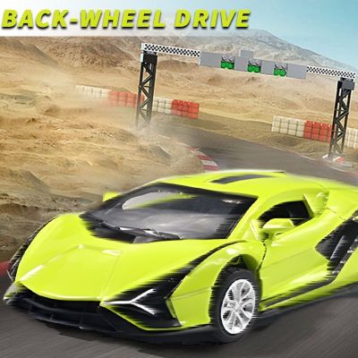1/36 Scale Green Alloy Sports Car Model Diecast Metal Back Wheel Drive Vehicle Super Racing Ornaments Toy Children Birthday Gift