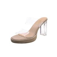 23 new summer trrent sls womens m-heel unky cryl high-heeled shoes fairy one-word sls and slippers