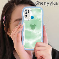 เคส Chenyyka สำหรับ VIVO Y30 Y30i Y50แฟชั่นลวดลายหมีสีเขียวขอบเป็นคลื่นกันกระแทกแบบใสนิ่มเคสมือถือเคสป้องกันซิลิกาเจลโปร่งใสลายกล้องถ่ายรูปเก๋ไก๋