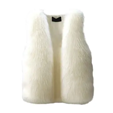 White faux fur vest clearance plus size