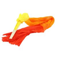 6X Beautiful Silk Three Color Gradient Flame Dance Fan Hand Folding Bamboo Fan Decoration Fan for Ladies Womens Home