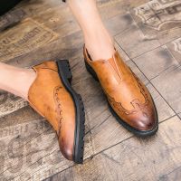 ผู้ชาย Brogue รองเท้าหนังแท้รองเท้าผู้ชาย Slip-On Oxfords รองเท้า006