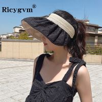 【CC】 Hat Fashion Wide Brim Top Scallop Cap Outdoor Beach UV Protection Visors Female Crochet Bonnet