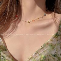 Vivienne Westwood NGBB Dopamine Color Necklace Womens Summer Light Luxury Niche Design Clavicle Chain Versatile High-end Necklace Accessories