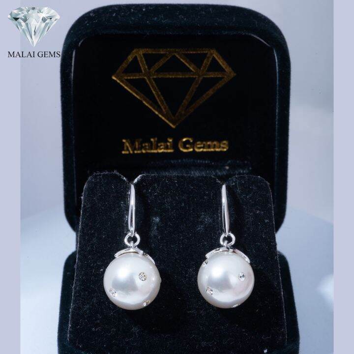 malai-gems-ต่างหูมุก-เงินแท้-silver-925-เพชรสวิส-cz-เคลือบทองคำขาว-รุ่น-31000998-แถมกล่อง-ต่างหูเพชร-ต่างหูเงินแท้