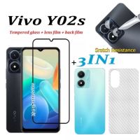 ส่งจากไทย ฟิล์ม3in1 Vivo Y02S 4G ฟิล์มเลนส์กล้อง + ฟิล์มกระจกเต็มจอ+ ฟิล์มหลัง ฟิล์มกันกระแทกขอบดำ