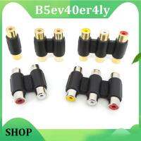 B5ev40er4ly Shop 1pcs Audio Video Connector RCA 2rca 3rca female to RCA 2rca 3rca female AV Coupler gold plated adapter plug Socket Converter