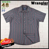 Wrangler®แท้ อก 48 เสื้อเชิ้ตผู้ชาย แรงเลอร์ สีเทากรม แขนสั้น เนื้อผ้าดี ใส่เที่ยวใส่ทำงาน