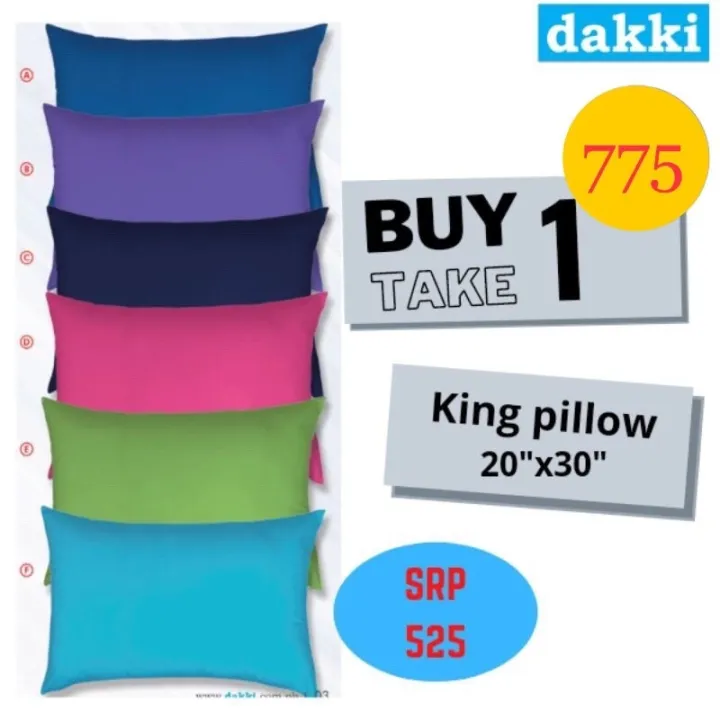 ∏ Buy 1 take 1 Dakki king size pillow 20 x30 solid color (Reg.price 545each) Lazada PH