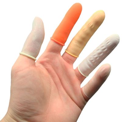 20 buah/tas sarung tangan jari karet sekali pakai kuning/putih sarung tangan pelindung ujung jari elastik bagian lengan jari fleksibel