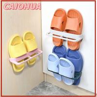 CAIOHUA 2pcs พลาสติกทำจากพลาสติก รองเท้าแตะชั้นวาง Punch-Free การประหยัดพื้นที่ ที่แขวนรองเท้า ของใหม่ อุปกรณ์ติดผนัง ชั้นวางรองเท้า ห้องน้ำในห้องน้ำ