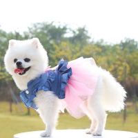 Cute Princess Dress Wedding Jean Dress Skirt Breathable Mesh Go Out Clothes For Small Medium Dogs Cat Chihuahua Yorkies Clothing Dresses