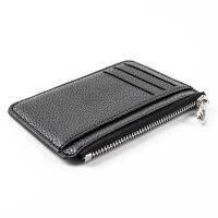 1Pc Men Wallet Solid Color Textured PU Zipper Credit ID Card Holder Mini Slim Coin Purse Women Slim Card Case 2023 NewOrganizer