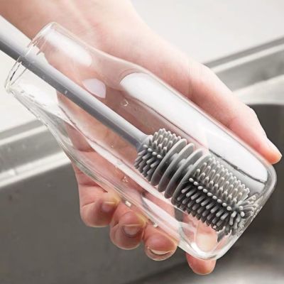 【hot】 Silicone Cup Scrubber Glass Bottle Cleaner Handle Drink Cleaning