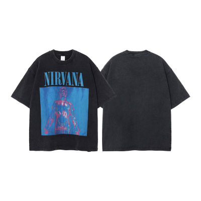 【New】 NIRVANA SLIVER T-Shirt Oversize Y2K เสื้อผู้ชาย เสื้อผู้หญิง สตรีทแฟชั่น เสื้อสีดำ