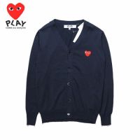 CDG Play Pure Cotton Men Knitted Cardigan Sweater Coat V-Neck Long Sleeve Knitwear Top Trend สเว็ตเตอร์และคาร์ดิแกน