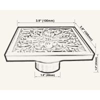 ตะแกรงระบายน้ำ ทรงสี่เหลี่ยม ลายดอกไม้ สีทอง สําหรับห้องน้ำ