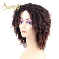 Saisity Medium Part Synthetic Dreadlocks Hair Wig for African Women Black Brown Bug Ombre Crochet Soul Locs Braids Wigs Gift ของขวัญ