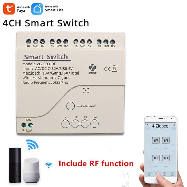 4ch-zigbee-smart-light-switch-module-dc-5-12-32v-rf433-receive-10a-relays-work-with-alexa-assistant-tuya-smart-life