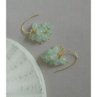 Korean Style Artificial Green Agate Drop Earrings Fresh Artistic Temperament