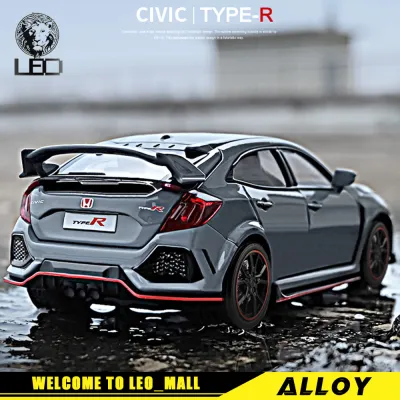 LEO รถโมเดลอัลลอย Honda Civic Type R,อัตราส่วน1:32รถของเล่นขนาดเล็กสำหรับเด็กผู้ชายของเล่นสำหรับเป็นของขวัญวันเกิดของเด็ก