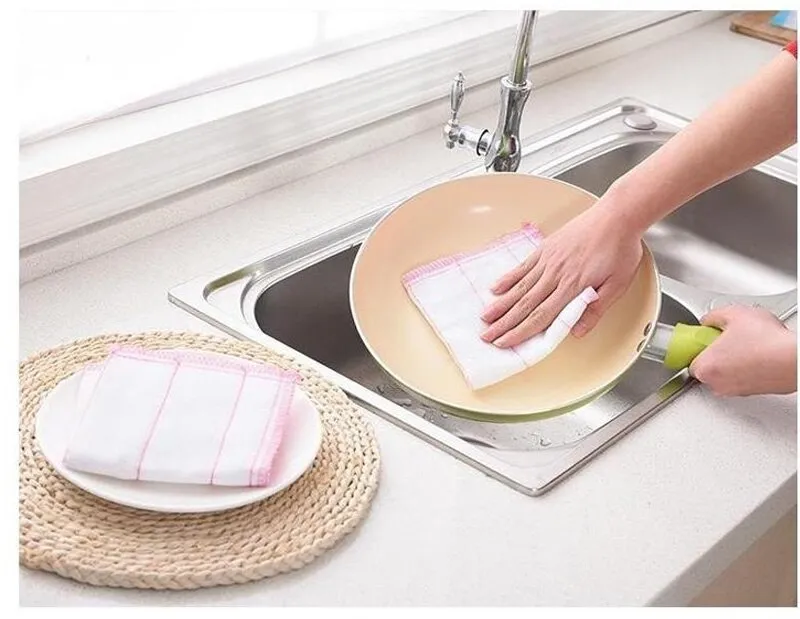 2/4/8pcs Soft Microfiber Kitchen Towels Absorbent Dish Cloth Anti