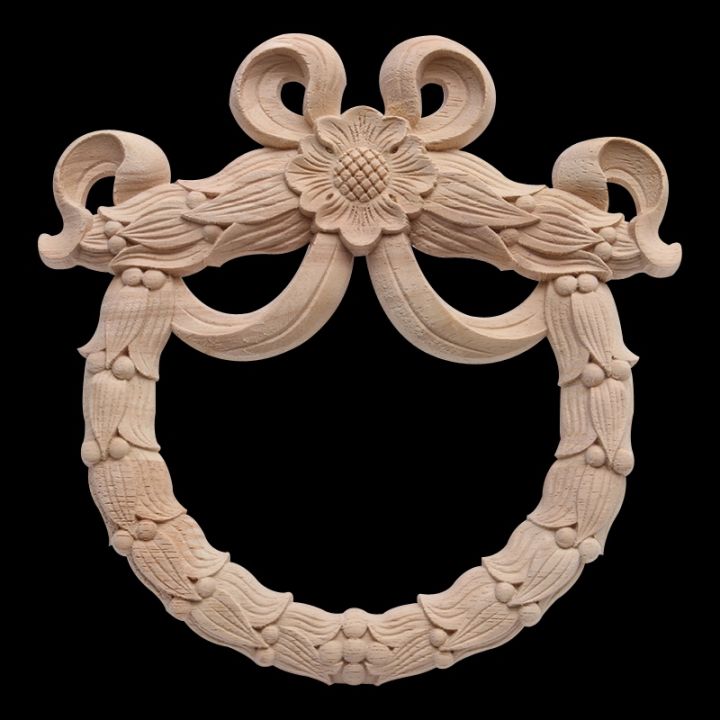 european-style-wooden-applique-round-door-flower-dongyang-wood-carving-solid-wood-carving-flower-wood-applique-furniture-door