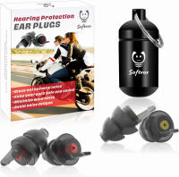 Softvox Motorcycle Ear Plugs 2 Pairs, Wind Noise Reduction &amp; Premium Hearing Protection Reusable Earplugs for Motor, Motorbike - Earplugs Set for Motorsports, Parachuting, Touring, Racing, Riding, Shooting Black