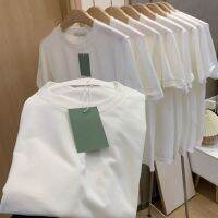 Lanbo Clothing} เสื้อยืดสีขาวธรรมดาสำหรับผู้หญิง100ลำลองเสื้อยืดคอกลมฤดูร้อน