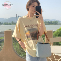 white July?(พร้อมส่งจากกทม มาถึงใน 3-5 วัน)?เสื้อ ยืด ผู้หญิง?เสื้อเชิ้ตแขนสั้นลำลองแฟชั่นเกาหลีสำหรับผู้หญิง