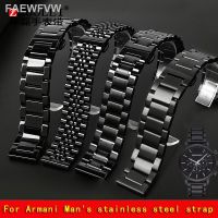 ♗♗☂เหล็กเคลือบสำหรับเหล็กสเตนเลสสีดำ Armani สายนาฬิกาผู้ชาย AR1895 1509 0389 1452 1981สายนาฬิกาข้อมือตาข่ายขัดโลหะแข็ง