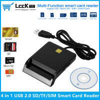 Smart Card Reader 4 In 1 USB Sdtfmicro SD Card Adapter Simmmcsdhcsdxcid CAC Smart Card Reader สำหรับ Windows 7 8 10 Linux OS