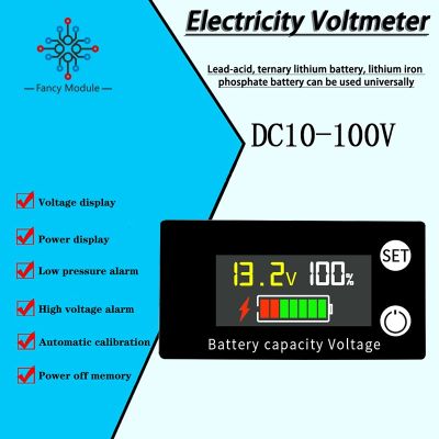 8V-100V Voltmeter 12V 24V 48V 72V Battery Capacity Indicator Lead Acid Lithium LiFePO4 Alarm Voltage Gauge for Car Motorcycle