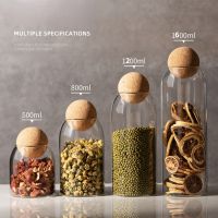 hotx【DT】 Lead-free Glass Jar with Lid Bottle Storage Cereals Transparent storage jars